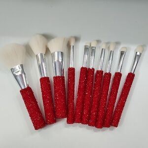 Red Glitter Makeup Brush Set